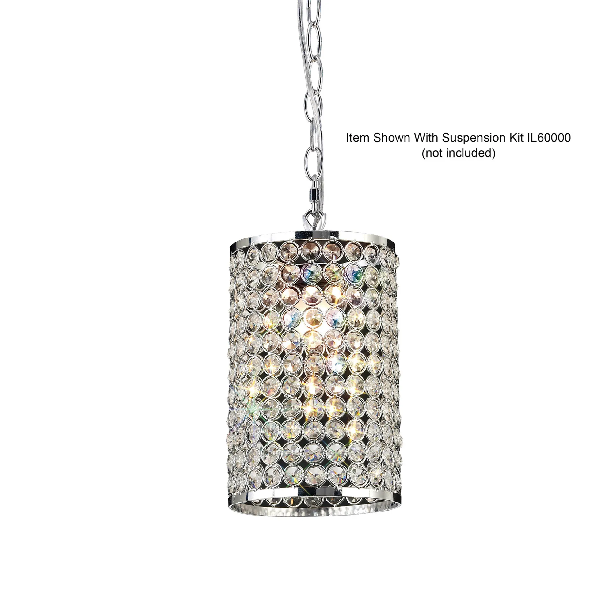 IL60002  Kudo Crystal Cylinder Non-Electric SHADE ONLY Polished Chrome